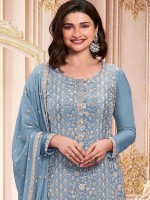 Light Blue Faux Georgette Designer Salwar Kameez